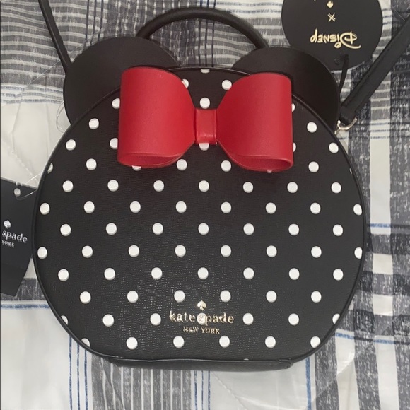 Disney Kate Spade Minnie Mouse Black and White Polka Dot crossbody Bag - Picture 3 of 13